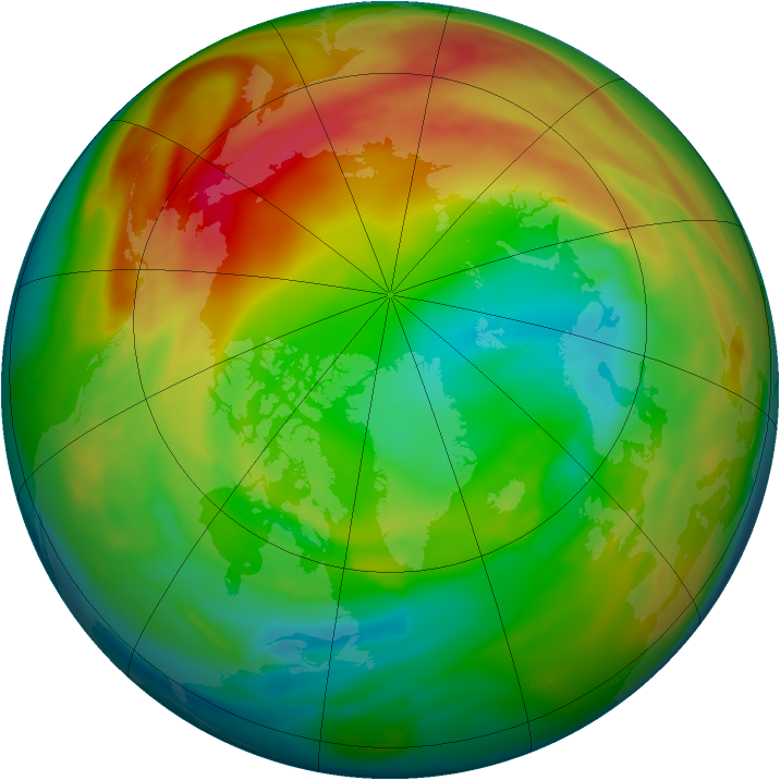 Arctic ozone map for 08 February 2005